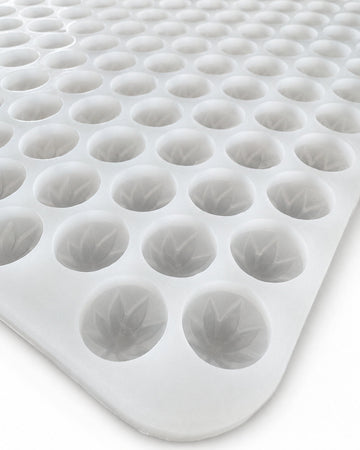 3.1mL leaf gummy mold with 185 cavities shown from a side angle on a white background