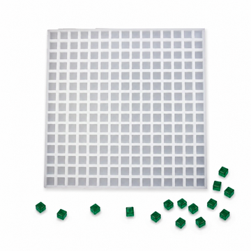 3.4mL Cube Gummy Mold - 225 Cavities with translucent emerald green cube gummies